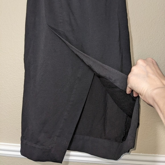 Casual Black Cotton Drawstring Midi Skirt - Picture 3 of 4